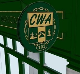CWA Local 102 emblem featuring a shield design